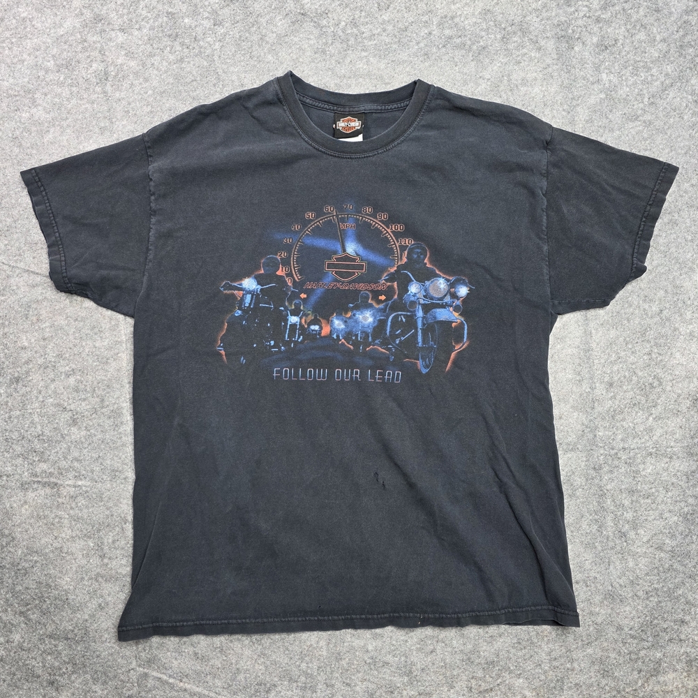 Harley-Davidson Follow Our Lead Black Motorcycle Shirt Vintage Size Large